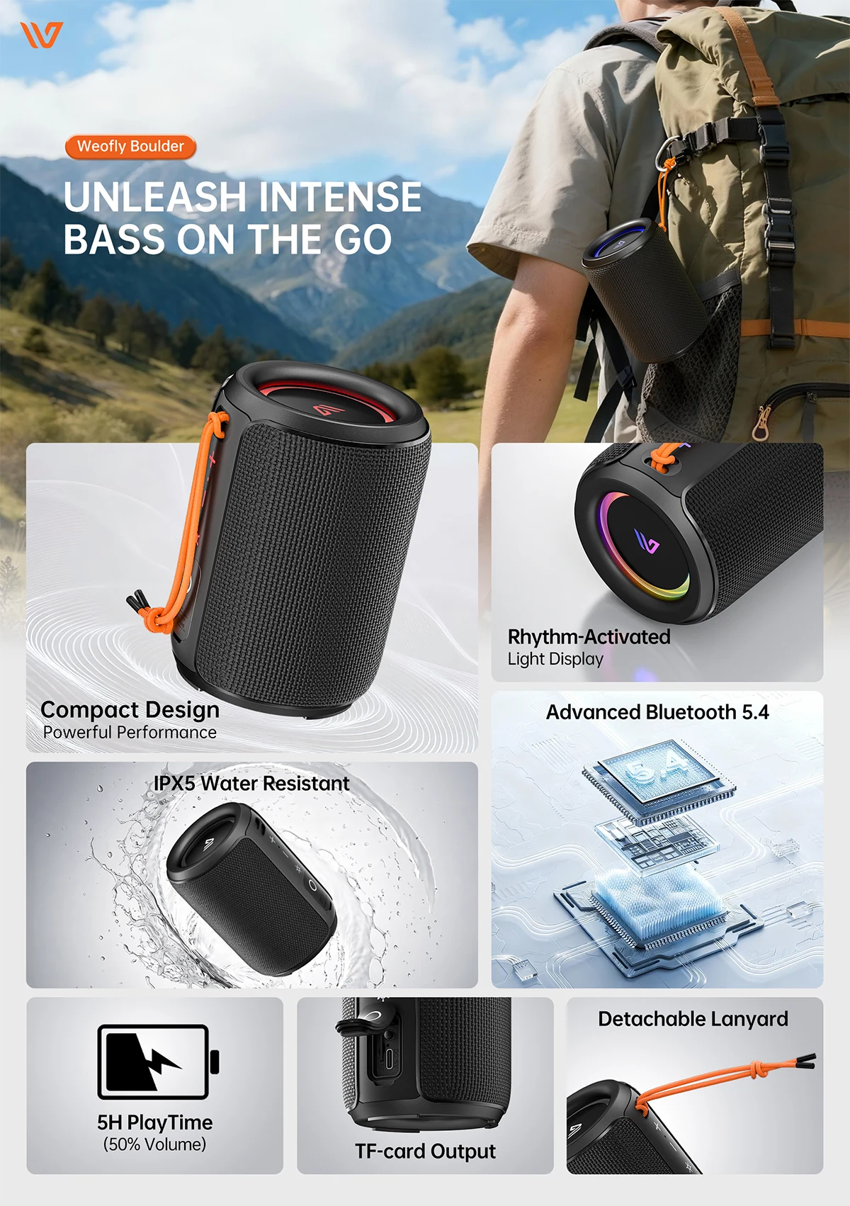 Weofly Boulder Waterproof Outdoor Bluetooth Speaker Price in Bangladesh